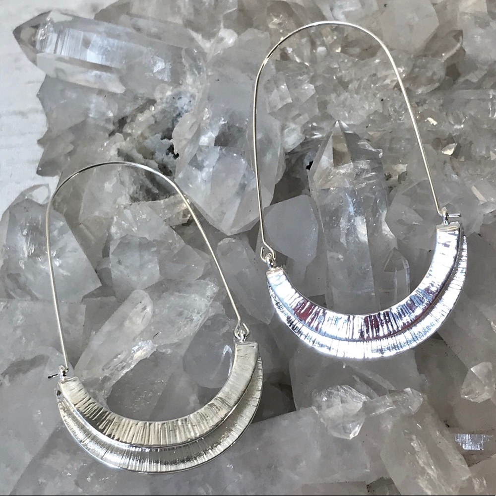 Anthro Myra Silver Hoop Earrings - Picture 8 of 9